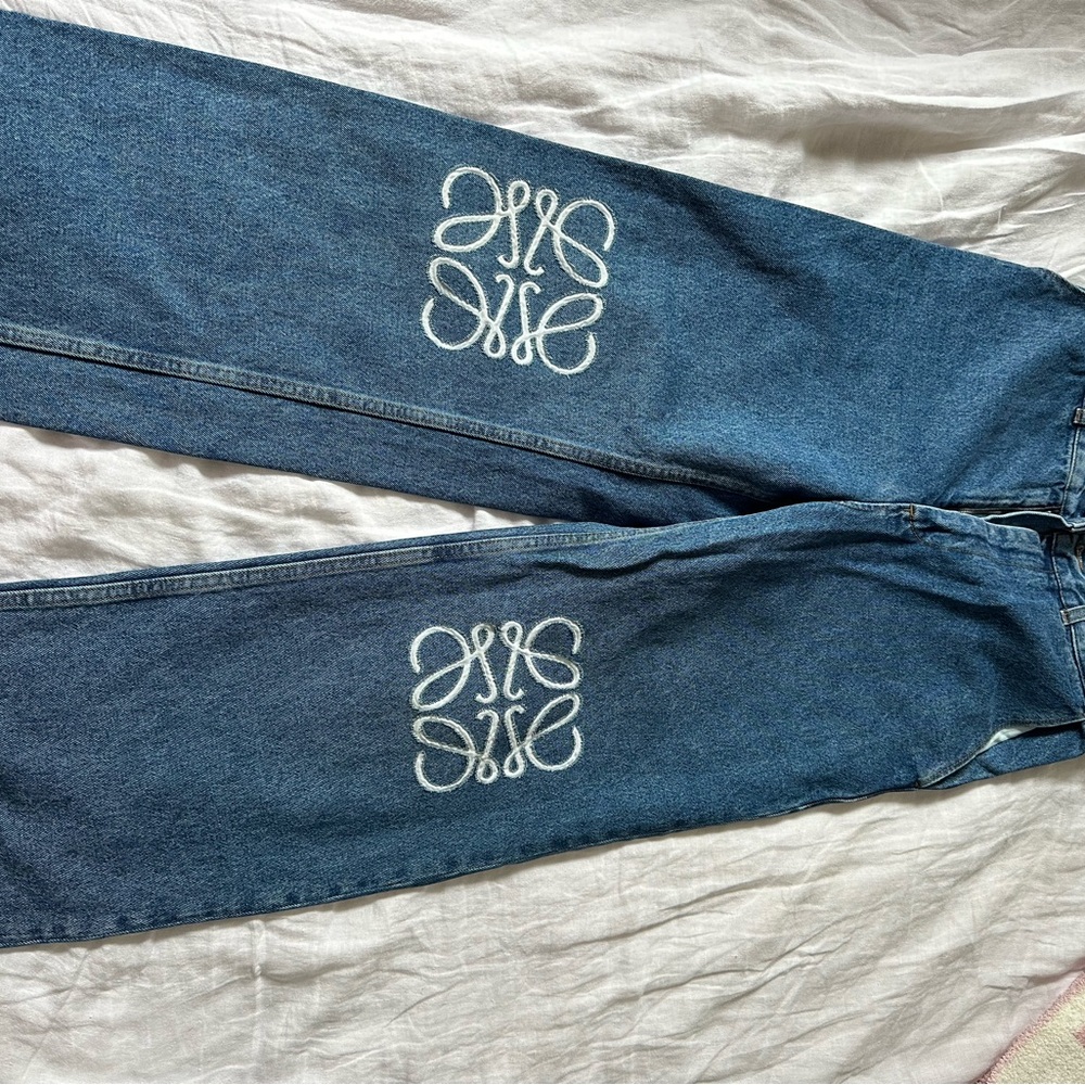 Blue Jeans with White Embroidery